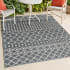 JONATHAN Y Lighting Savannah 7-3/4' x 10' Polypropylene Geometric and Trellis Indoor/Outdoor Rectangular Area Rug Navy / Cream