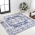 JONATHAN Y Lighting Washable 7-3/4' x 7-3/4' Border Indoor Square Area Rug Navy / Cream