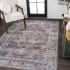 JONATHAN Y Lighting Washable 4' x 6' Chenille Vintage Indoor Area Rug Brown / Light Gray