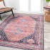 JONATHAN Y Lighting Washable 4' x 6' Chenille Geometric Indoor Area Rug Terra / Navy