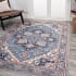 JONATHAN Y Lighting Washable 4' x 6' Chenille Vintage Indoor Area Rug Blue / Beige