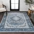 JONATHAN Y Lighting Washable 5-1/4' x 7-1/2' Chenille Vintage Indoor Area Rug Blue / Cream