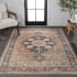 JONATHAN Y Lighting Washable 3' x 5' Chenille Vintage Indoor Area Rug Beige / Blue