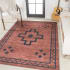 JONATHAN Y Lighting Washable 3' x 5' Polypropylene Border and Geometric Indoor Rectangular Area Rug Red / Black