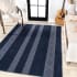 JONATHAN Y Lighting Washable 8-3/4' x 12' Polypropylene Striped and Trellis Indoor Rectangular Area Rug Navy / Ivory