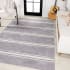 JONATHAN Y Lighting Washable 5-1/4' x 8' Polypropylene Striped Indoor Rectangular Area Rug Lavender / Ivory