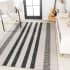 JONATHAN Y Lighting Washable 5-1/4' x 8' Polypropylene Striped Indoor Rectangular Area Rug Cream / Black