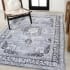 JONATHAN Y Lighting Washable 4' x 6' Chenille Border and Botanical Indoor Rectangular Area Rug Gray / White