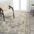 JONATHAN Y Lighting Washable 4' x 6' Polyester Border and Traditional Indoor Rectangular Area Rug Blue / Cream