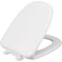 Jones Stephens White Deluxe Plastic Toilet Seat, Square Closed Front with Cover to fit Eljer® Emblem, Slow-Close, Elongated White