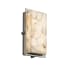 Justice Design Group Alabaster Rocks Single Light 12" High Integrated 3000K LED Outdoor Wall Sconce with Shaved Alabaster Rock Cast Resin Shade - ADA Compliant Brushed Nickel