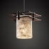 Justice Design Group Alabaster Rocks! 1 Light Mini Pendant with Rigid Stem Kit and Cylindrical Shade with Flat Rim Dark Bronze