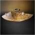 Justice Design Group Alabaster Rocks! 27" Wide Integrated 3000K LED Semi-Flush Bowl Ceiling Fixture with Shaved Alabaster Rocks Resin Shade Brushed Nickel