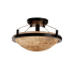 Justice Design Group Alabaster Rocks 13.75" Round Bowl Semi Flush Mount Ceiling Fixture Dark Bronze