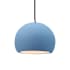Justice Design Group Radiance 10" Wide Pendant with a Ceramic Sky Blue Shade Brushed Nickel