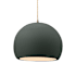Justice Design Group Radiance 12" Wide Pendant with a Ceramic Pewter Green Shade Antique Brass