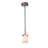 Justice Design Group Atlas Single Light 4-1/2" Wide Integrated LED Mini Pendant with White Fabric Cylindrical Shade Brushed Nickel