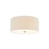 Justice Design Group Classic 3 Light 14" Wide Flush Mount Drum Ceiling Fixture Brushed Brass / Cream