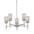 Justice Design Group Union 5 Light 24" Wide Pillar Candle Chandelier with Seeded Cylindrical Shades Brushed Nickel