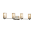 Justice Design Group Fusion 4 Light 34" Wide LED Bathroom Vanity Light with Flat Rimmed Cylinder Shades Brushed Nickel