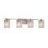 Justice Design Group Fusion 4 Light 34" Wide LED Bathroom Vanity Light with Flat Rimmed Square Seeded Shades from the Era Series Brushed Nickel