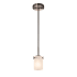 Justice Design Group Atlas Single Light 4-1/2" Wide Integrated LED Mini Pendant with Frosted Crackle Cylinder and Flat Rim Shade Brushed Nickel
