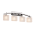 Justice Design Group Fusion 4 Light 36" Wide Bathroom Vanity Light with Rectangular Frosted Crackle Glass Shades Brushed Nickel