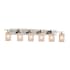 Justice Design Group Fusion 6 Light 56" Wide Bathroom Vanity Light with Square Frosted Crackle Glass Shades Brushed Nickel