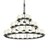 Justice Design Group Fusion 45 Light 60" Wide Pillar Candle Chandelier with Flat Rimmed Cylinder Opal Shades Matte Black