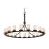 Justice Design Group Fusion 21 Light 60" Wide Pillar Candle Chandelier with Flat Rimmed Cylinder Seeded Shades Matte Black