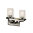 Justice Design Group Fusion 2 Light 13" Wide Bathroom Vanity Light with Cylindrical Seeded Glass Shades Brushed Nickel