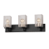 Justice Design Group Fusion 3 Light 24" Wide Bathroom Vanity Light with Flat Rimmed Square Seeded Shades Matte Black / Brass