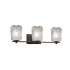 Justice Design Group Veneto Luce 3 Light 25" Wide LED Bathroom Vanity Light with Clear Textured Rippled Rim Square Shades from the Era Series Matte Black