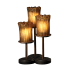 Justice Design Group Veneto Luce 3 Light 16" Tall Accent, Column Table Lamp with Amber Glass Shades Dark Bronze