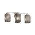 Justice Design Group Wire Glass 3 Light 22" Wide Bathroom Vanity Light with Flat Rimmed Square Shades Brushed Nickel
