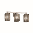 Justice Design Group Wire Glass 3 Light 22" Wide LED Bathroom Vanity Light with Flat Rimmed Square Shades Brushed Nickel