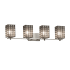 Justice Design Group Wire Glass 4 Light 34" Wide Bathroom Vanity Light with Flat Rimmed Square Shades Brushed Nickel