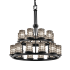 Justice Design Group Wire Glass 21 Light 33" Wide Pillar Candle Style Chandelier with Clear, Bubble Glass Shades Matte Black