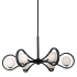 Kalco Elliptical 6 Light 44" Wide LED Chandelier with Alabaster Shades Matte Black