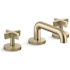 Kallista One 1.2 GPM Widespread Bathroom Faucet, Cross Handles Brushed French Gold