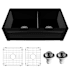 Karran USA Karran FCP33DBWH 33" Double Bowl Panel Front Farmhouse Fireclay Kitchen Sink with Reversible Apron Front Matte Black