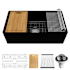 Karran USA Karran FCWSDM33SBMB 33" Single Bowl Workstation Fireclay Kitchen Sink with Reversible Diamond/Flat Apron Front Matte Black