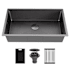 Karran USA Matrix 32" Undermount Single Basin Stainless Steel Kitchen Sink with Basket Strainer and Cutting Board Gunmetal Grey