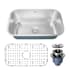 Karran USA Profile 32-3/8" Undermount Single Basin Stainless Steel Kitchen Sink with Basin Rack and Basket Strainer Stainless Steel