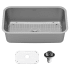Karran USA Profile 30" Undermount Single Basin Stainless Steel Kitchen Sink with Basin Rack and Basket Strainer Satin Brushed Stainless Steel