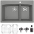 Karran USA Quartz QT 33" Drop In Double Basin Quartz Composite Kitchen Sink with Basin Rack and Basket Strainer Grey