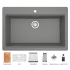 Karran USA Top Mount 33" Large Single Bowl Quartz/Granite Workstation Kitchen Sink Grey