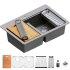 Karran USA 33" Drop In Double Basin Quartz Composite Kitchen Sink with Basin Rack, Basket Strainer, Colander and Cutting Board Concrete