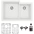 Karran USA Quartz QU 32" Undermount Double Basin Quartz Composite Kitchen Sink with Basin Rack and Basket Strainer White