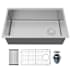 Karran USA Fusion 30" Undermount Single Basin Stainless Steel Kitchen Sink with Basin Rack and Basket Strainer Satin Brushed